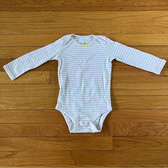 Baby Boden Mini Pink Yellow Stripes Floral Cotton Long Sleeve Bodysuits 18-24 - Picture 15 of 16